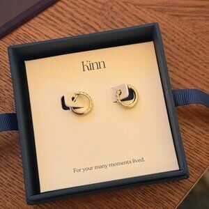Kinn Bold Pavé Huggie Earrings Diamond, Brand New Pair! 14k Gold with diamonds.